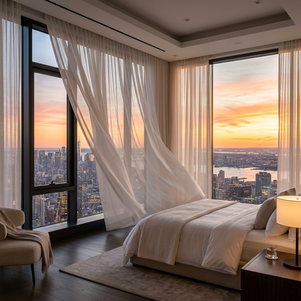 Cozy room with curtains